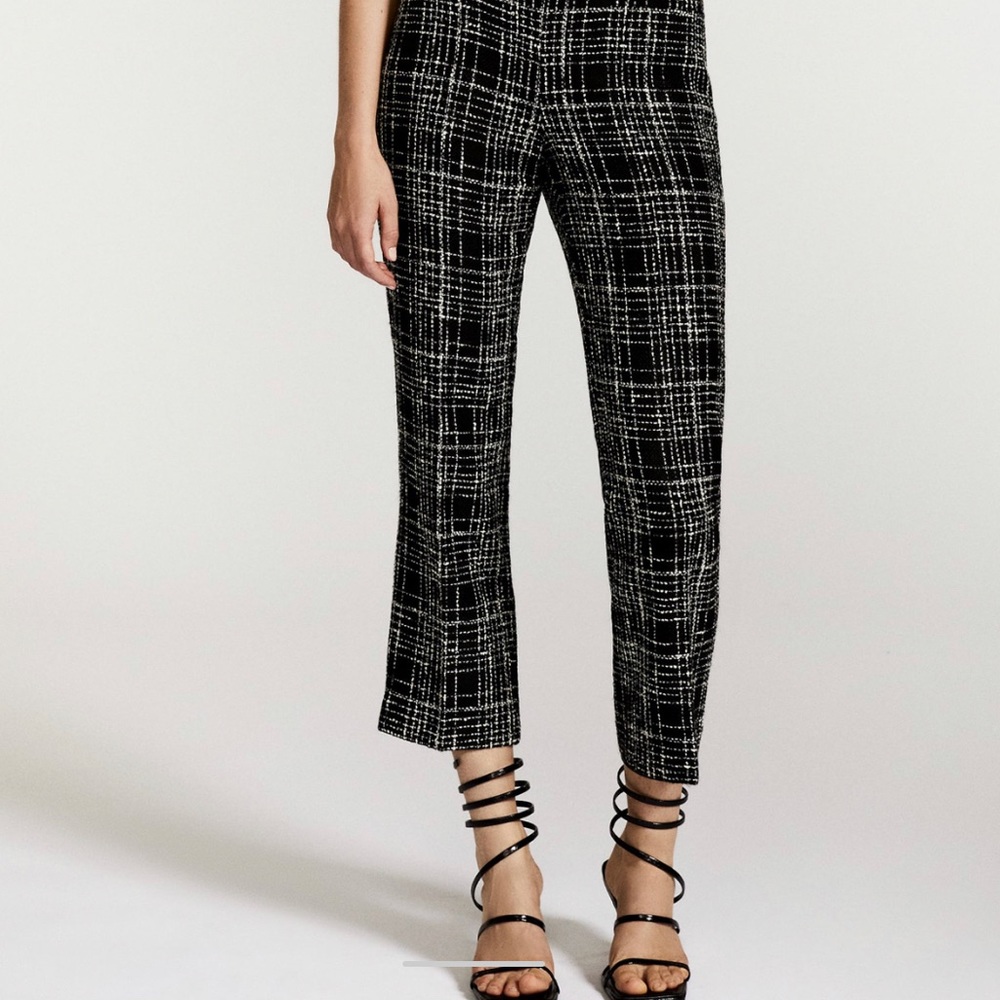 Structured tweed checkered pants from Zara
